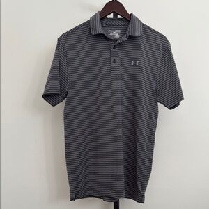 Under Armour Men's Gray Striped Polo Shirt